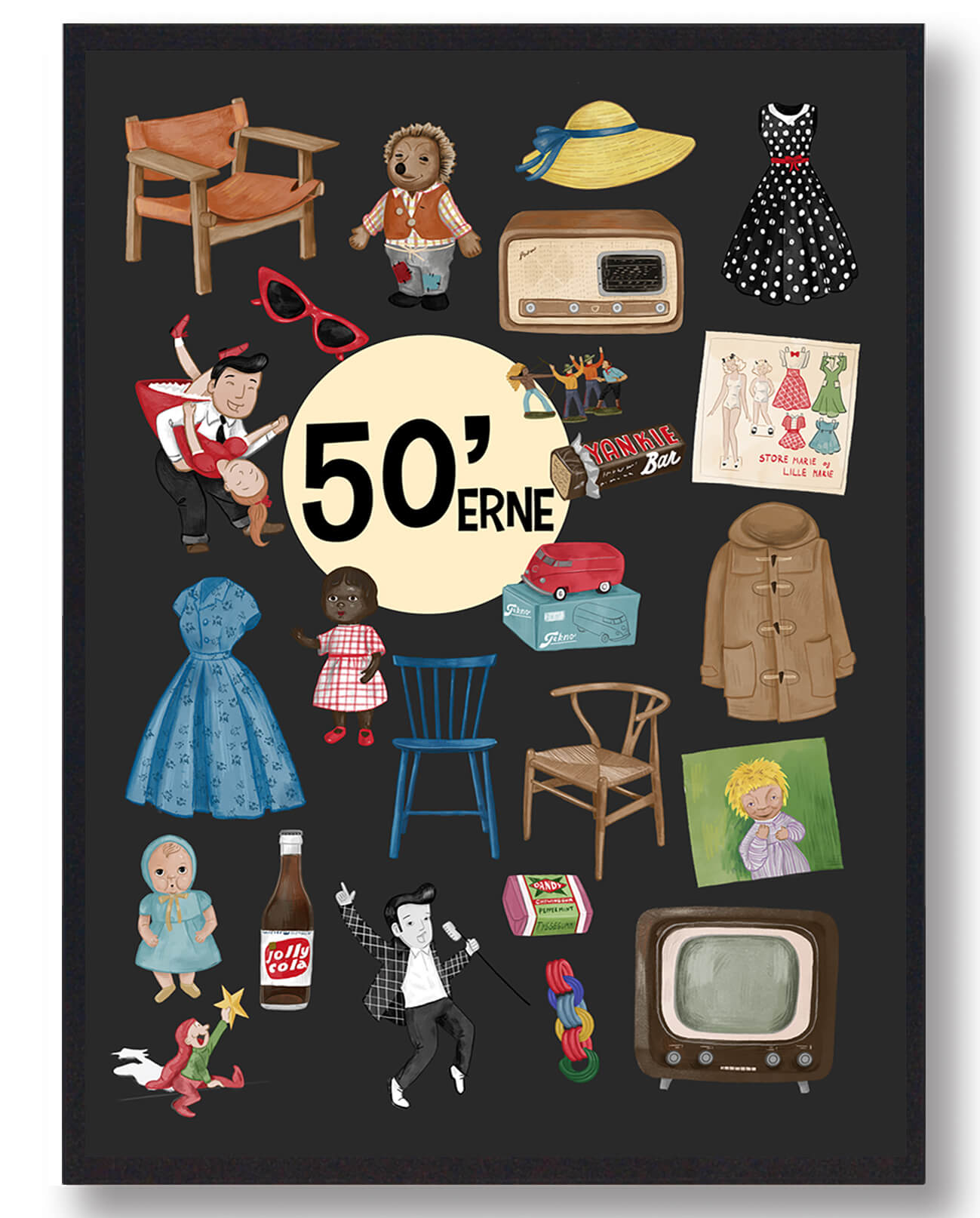 Erne Plakat - Sort 50'er Vægkunst til Dit Hjem