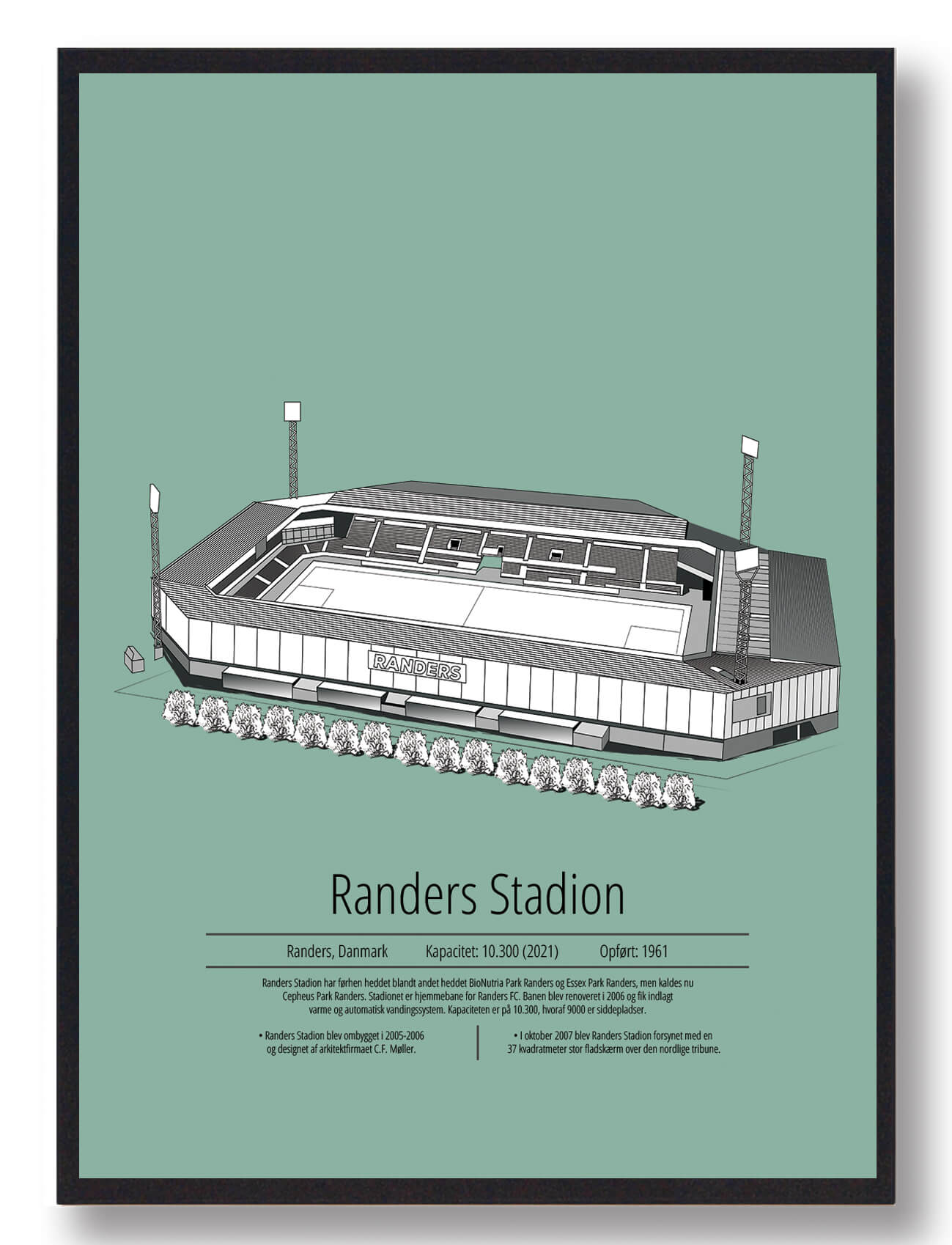 Cepheus Park Randers FC Plakat – Mintgrøn Fodboldkunst