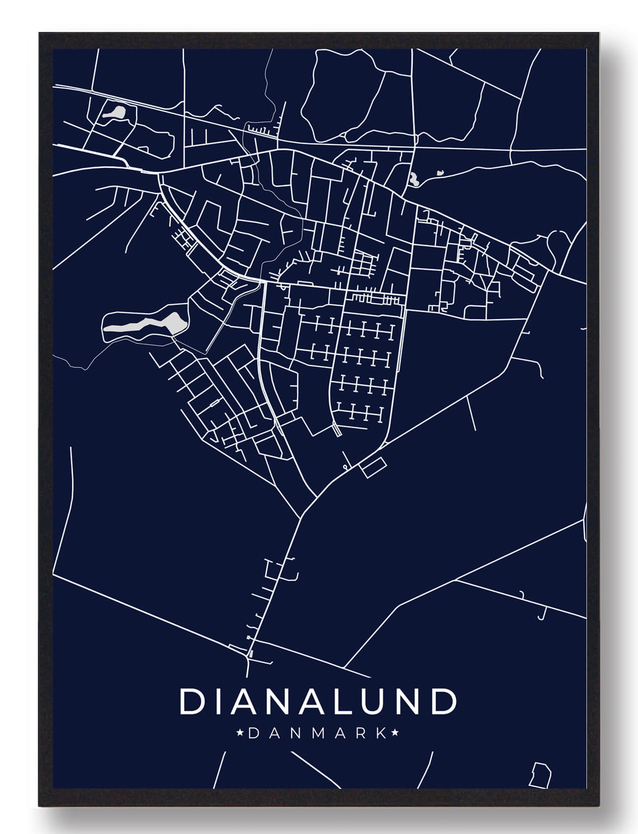Dianalund Plakat – Mørkeblå A5 til din indretning!