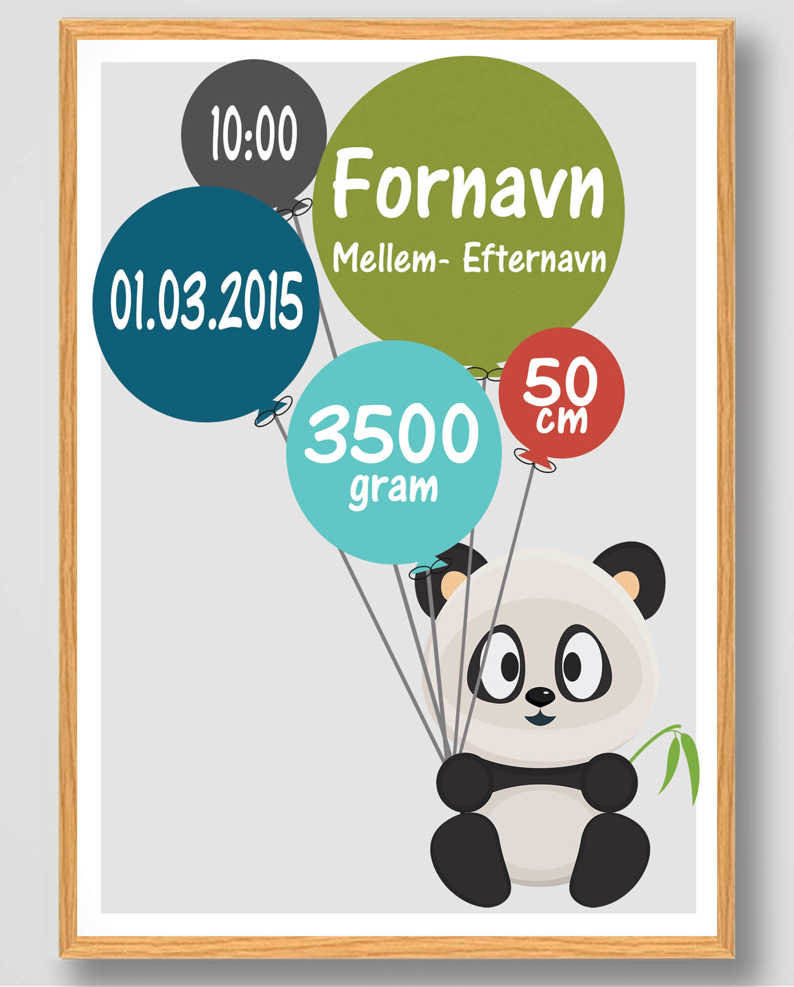 Panda Fødselsplakat – Festlig Dekoration til Børneværelset