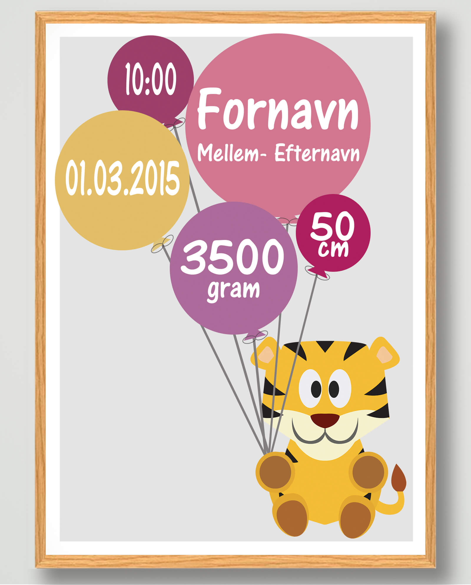 Tiger Fødselsplakat – Unik gave til børneværelset!