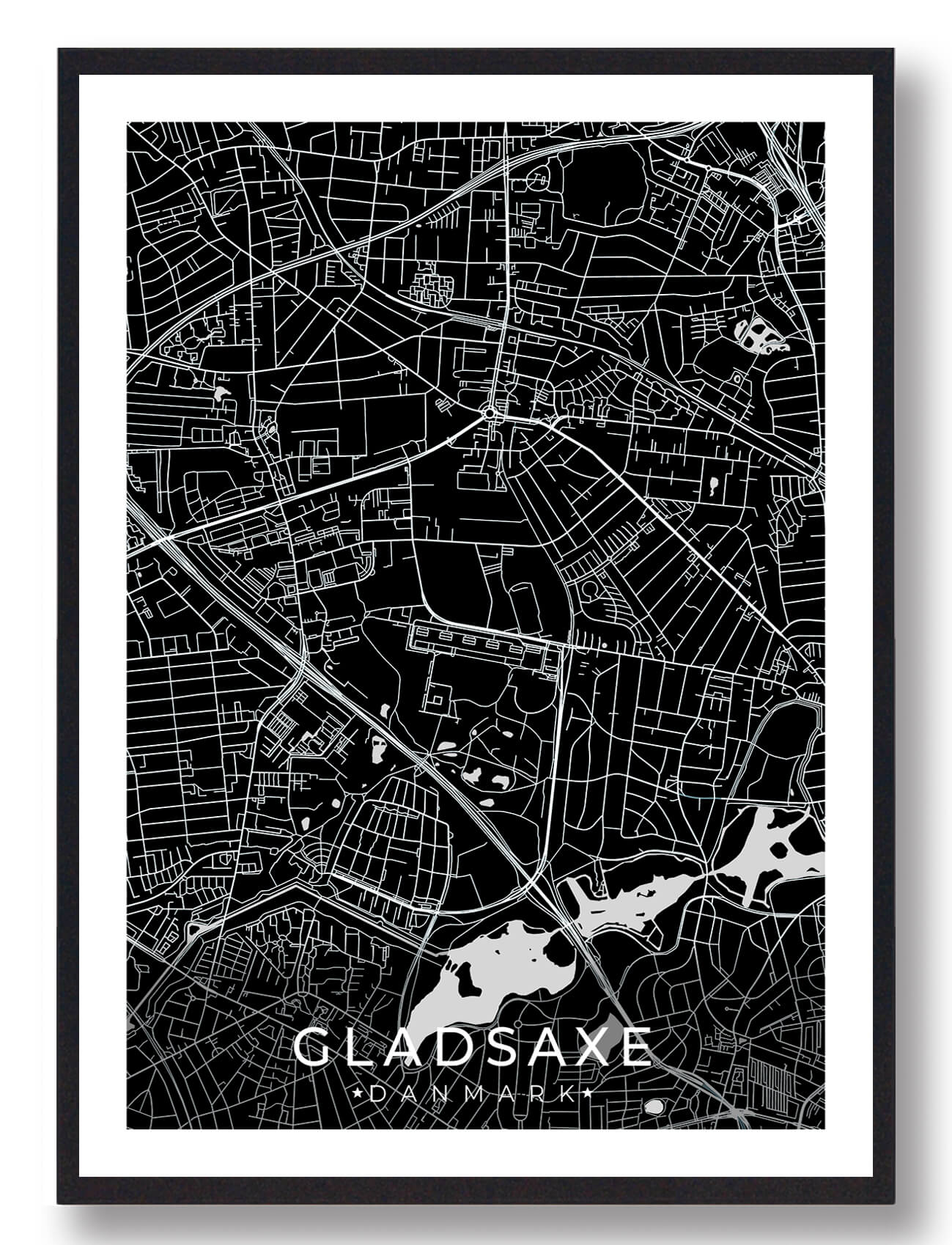 Gladsaxe By Plakat - Elegant Sort A4 Kunstværk