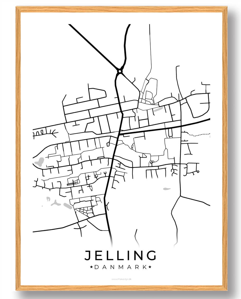 Jelling By Plakat – Hvid til hjemmet – A4 størrelse
