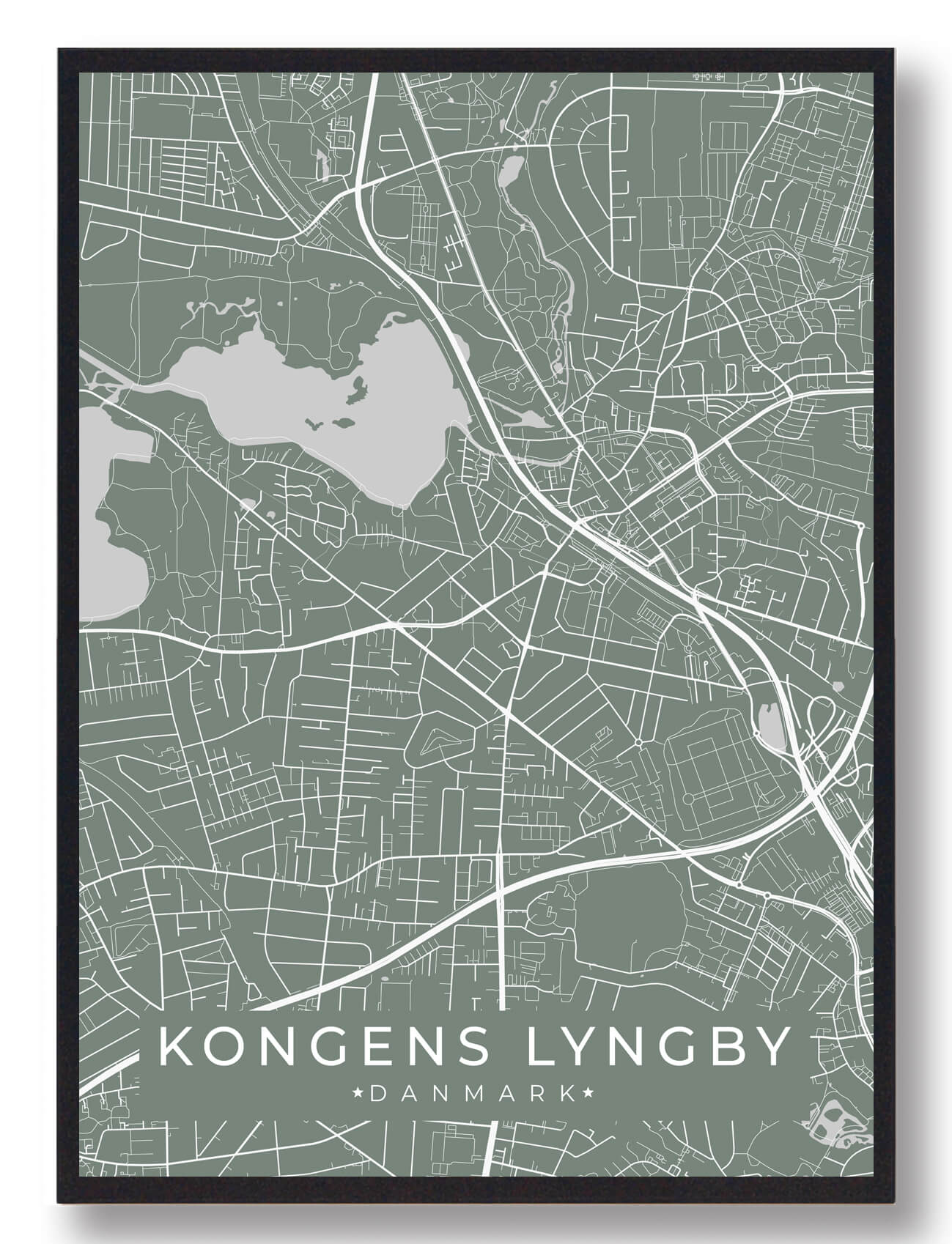 Kongens Lyngby Byplakat – Grøn A4 til dit hjem!