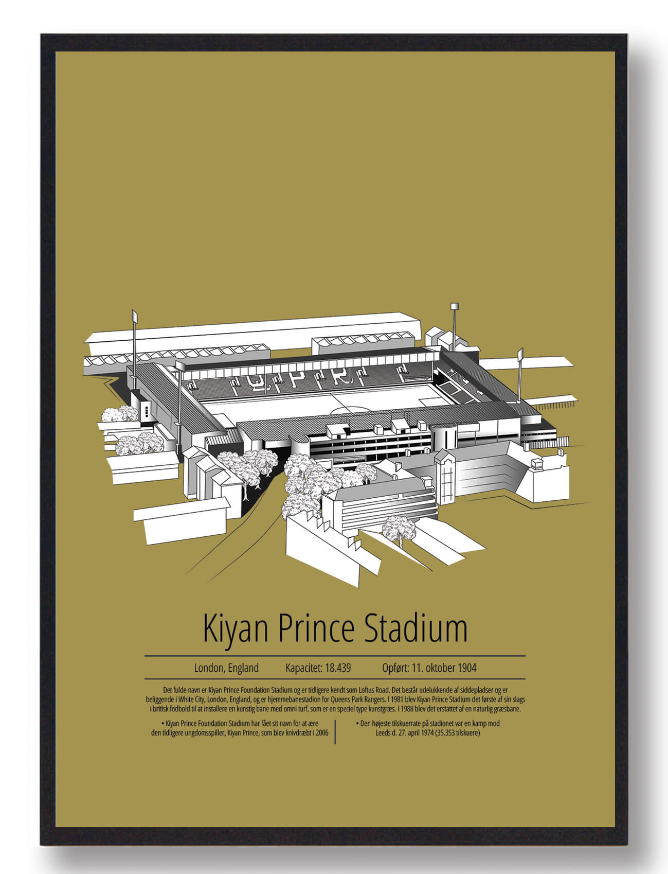 Queens Park Rangers Loftus Road Plakat - Guld 50x70cm