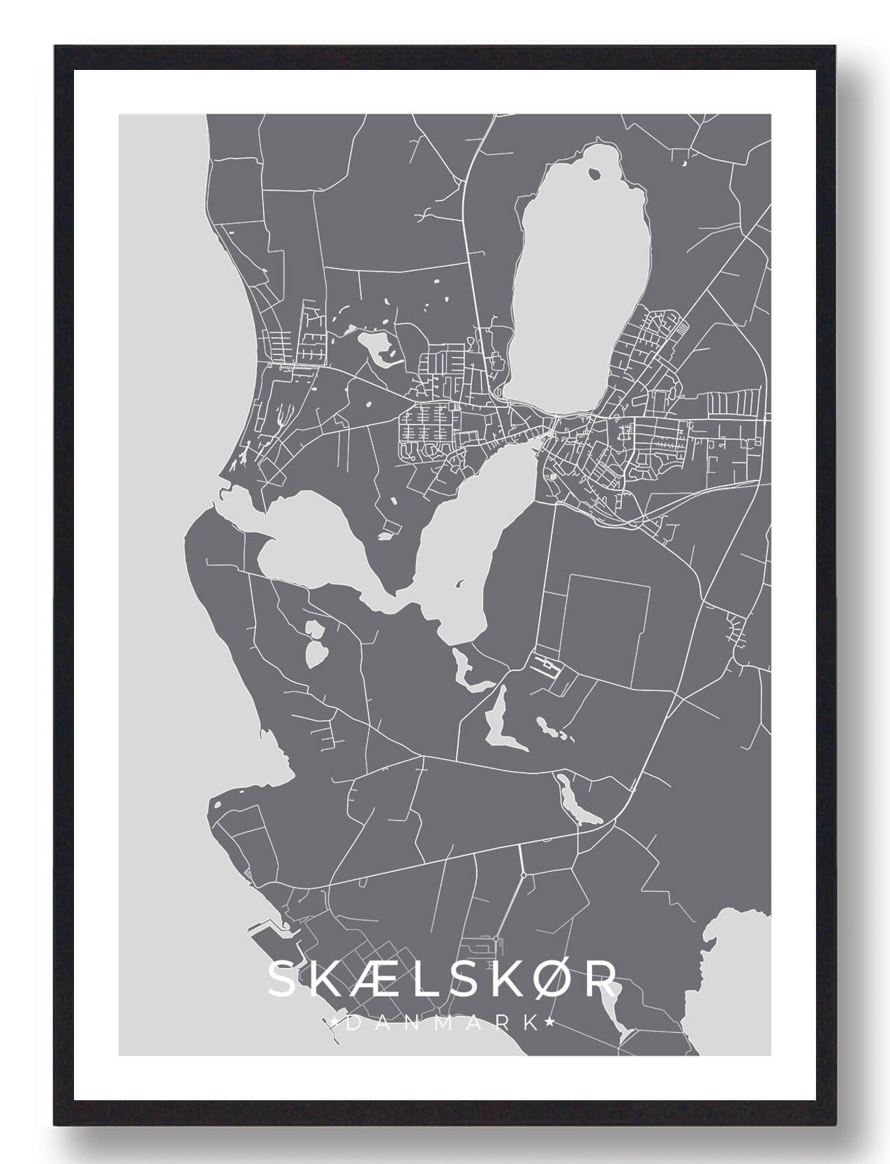Skælskør Plakat i Grå – Unik Indretning til Dit Hjem!
