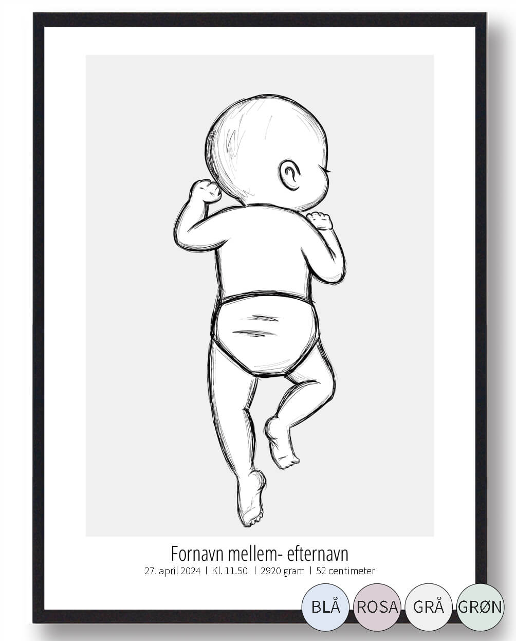 Fødselsplakat 30x40 cm – Personlig gave til dit hjem