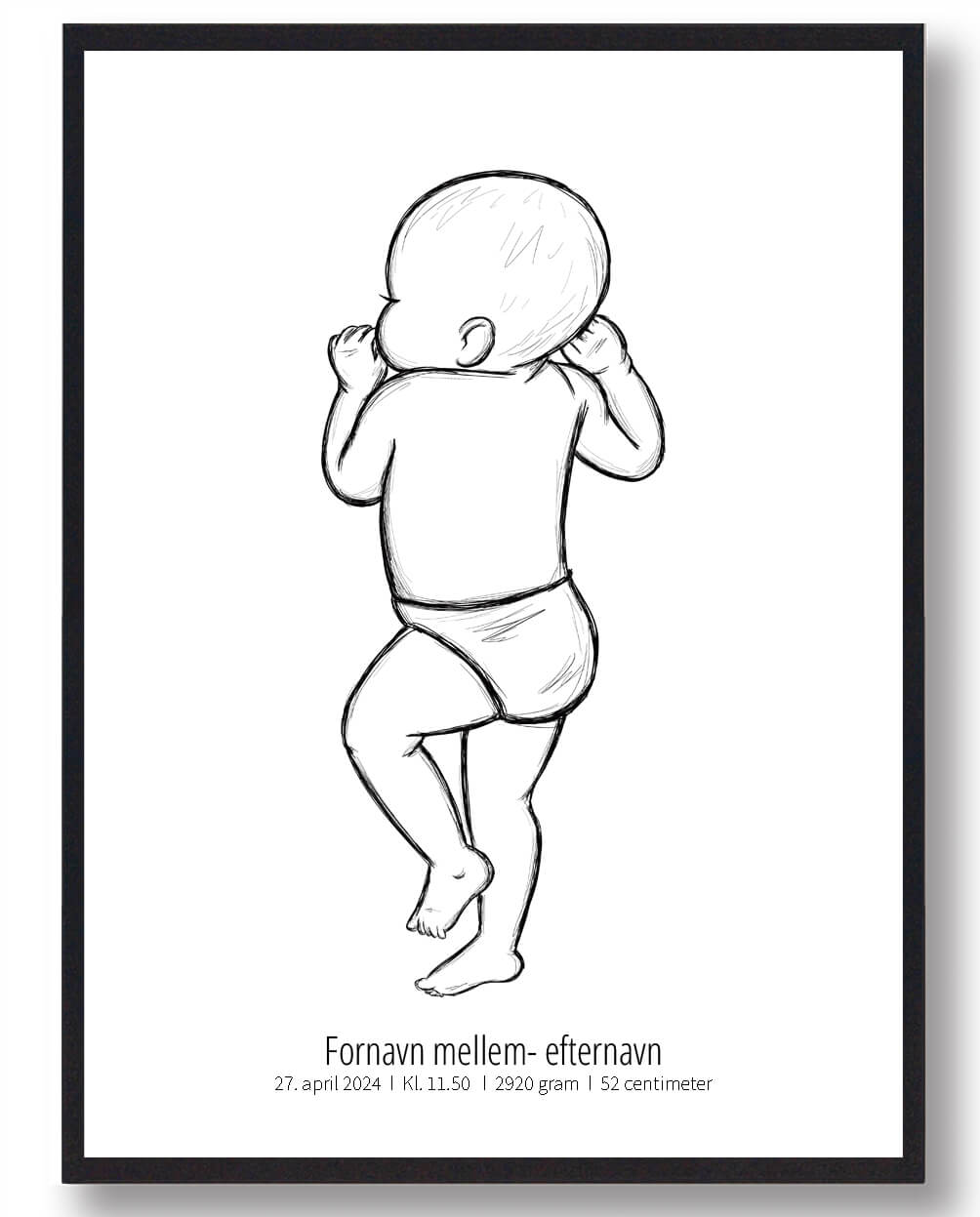 Fødselsplakat 30x40 cm – En unik gave til nyfødte!