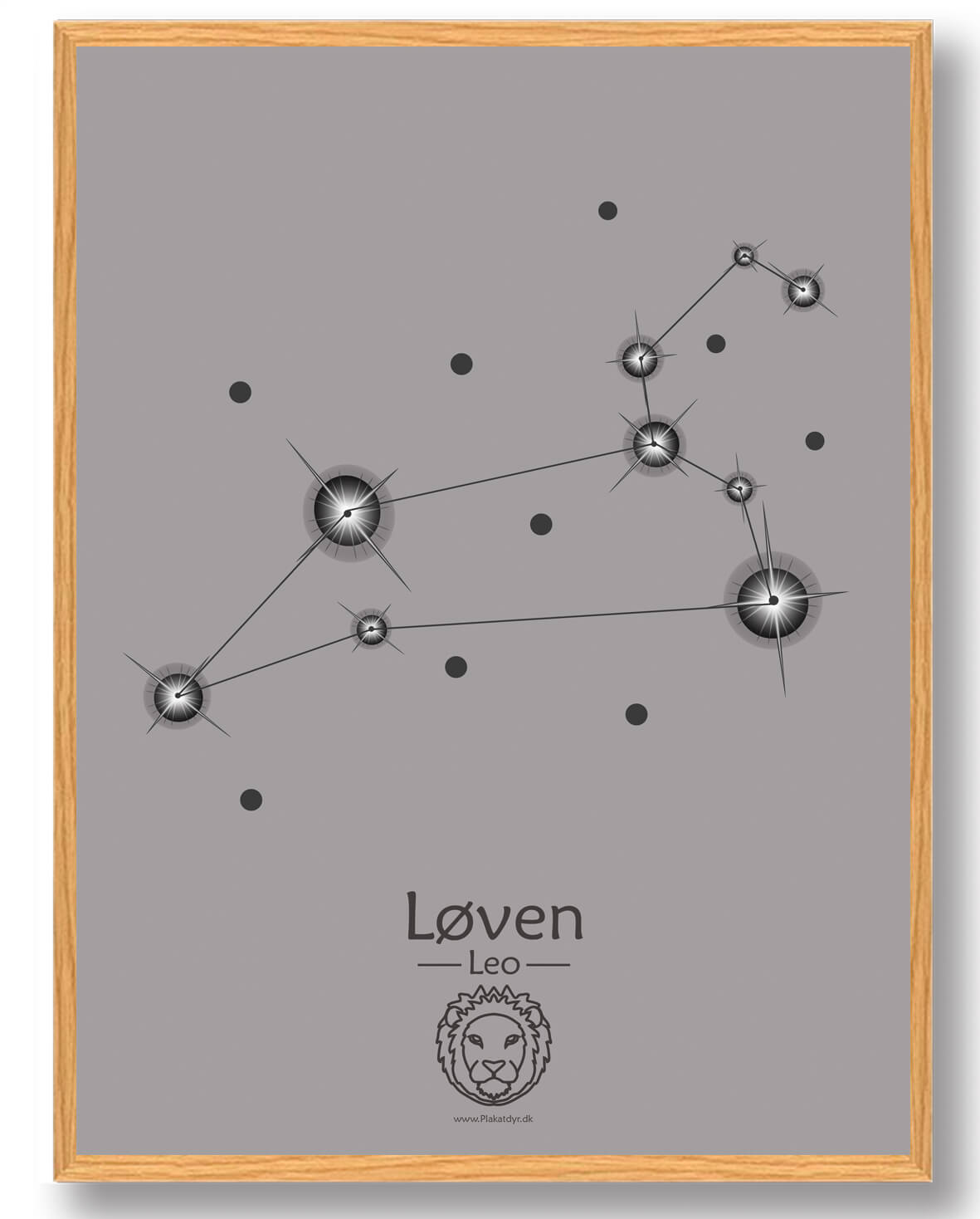 Grå Plakat af Stjernebilledet Løven – Kosmisk Indretning