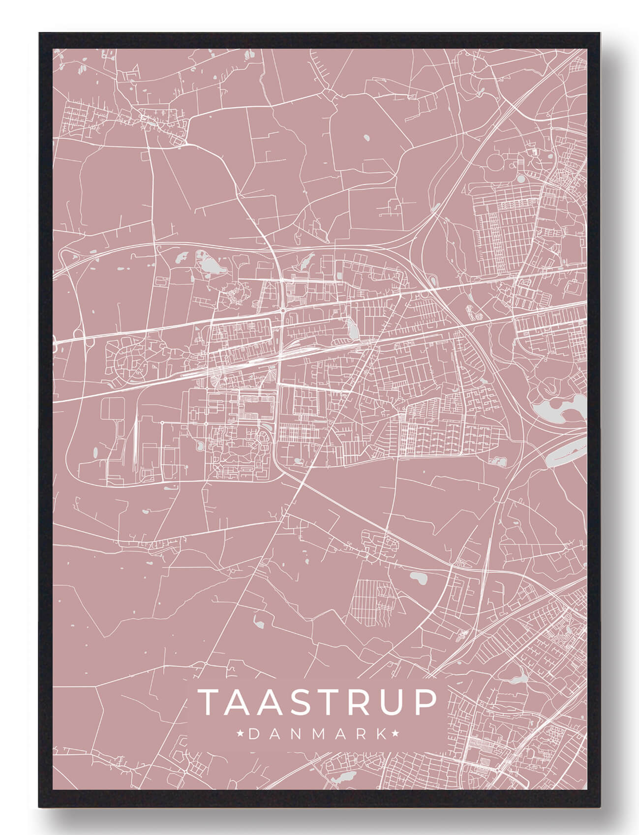 Taastrup Plakat - Rosa A4 - Skøn vægdekoration!