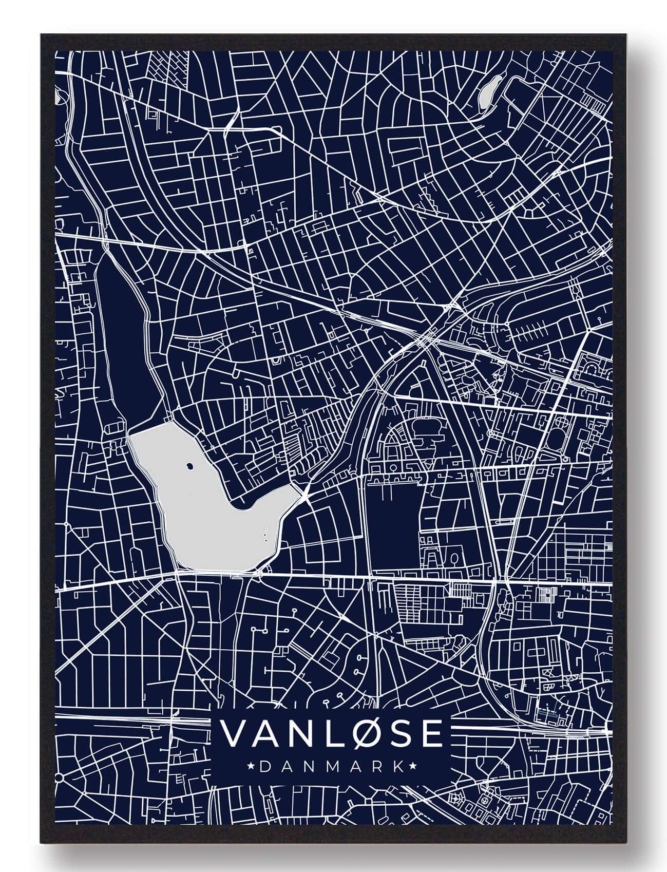 Vanløse Plakat – Mørkeblå Kunst til Dit Hjem