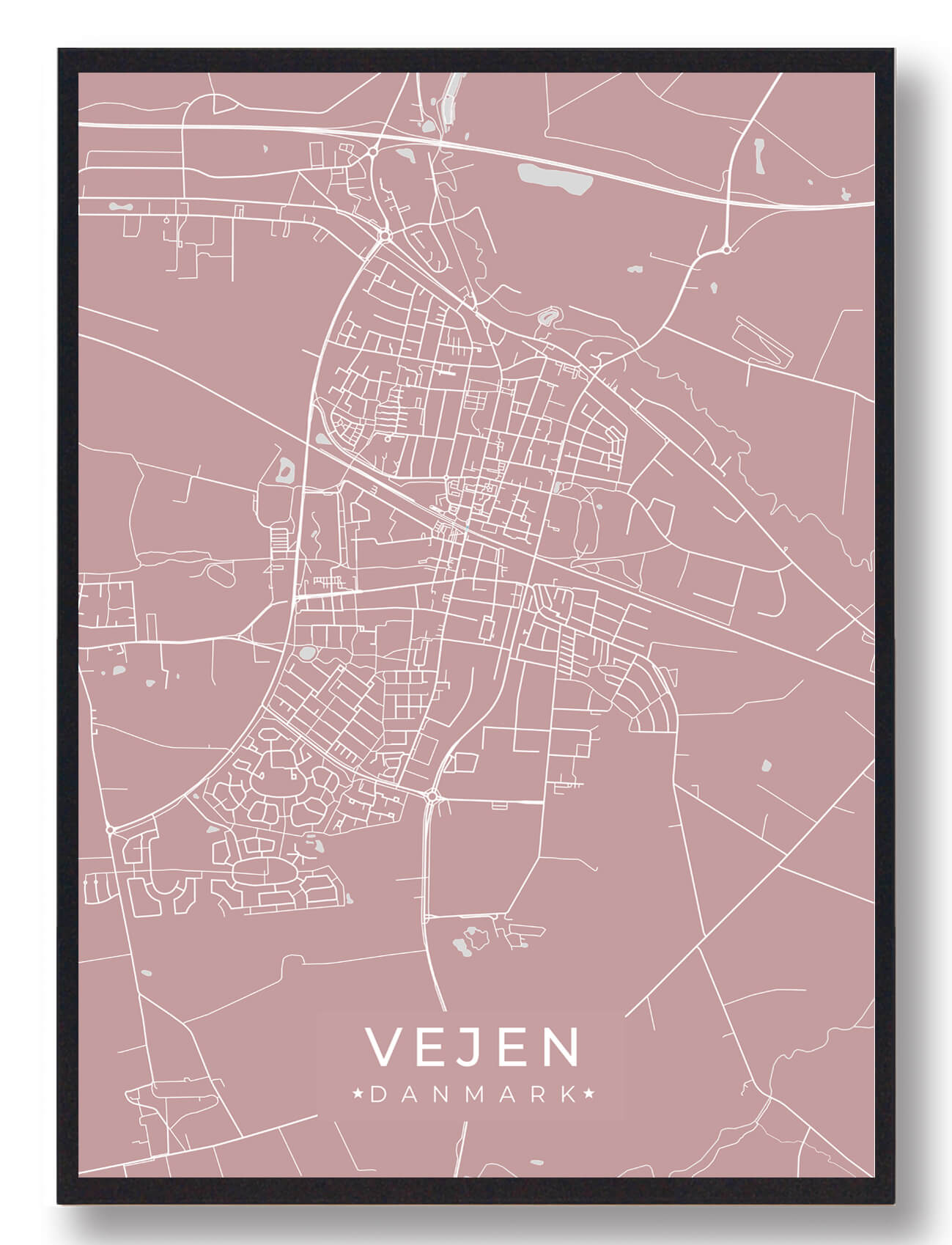 Plakat af Vejen i Rosa - A4 Størrelse 21x29,7 cm