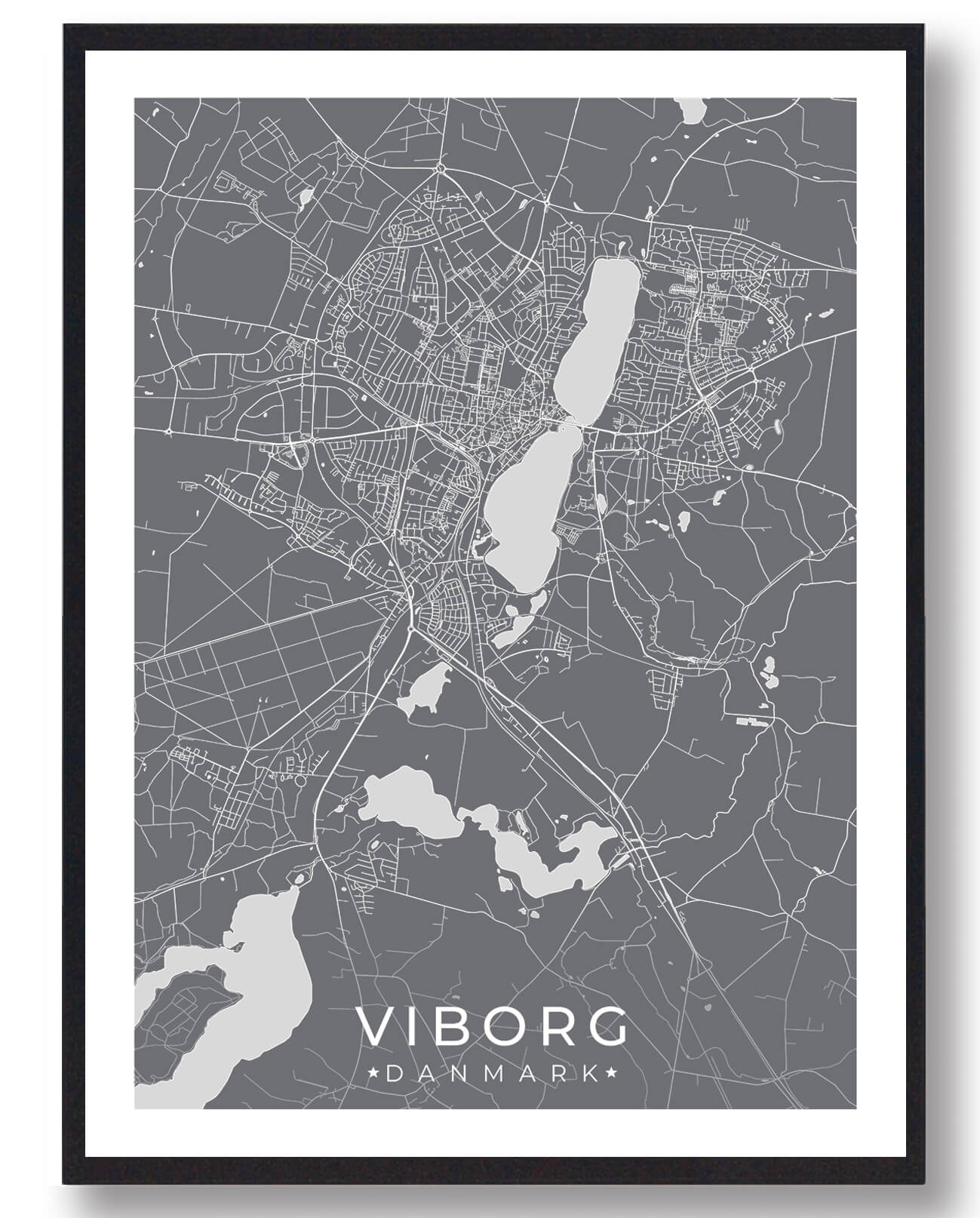 Viborg Plakat i Grå A4 – Perfekt til Hjemmekontoret!