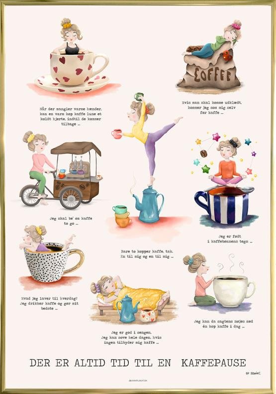 Kaffedamer Plakat – Elegant Kaffeplakat til Dit Hjem