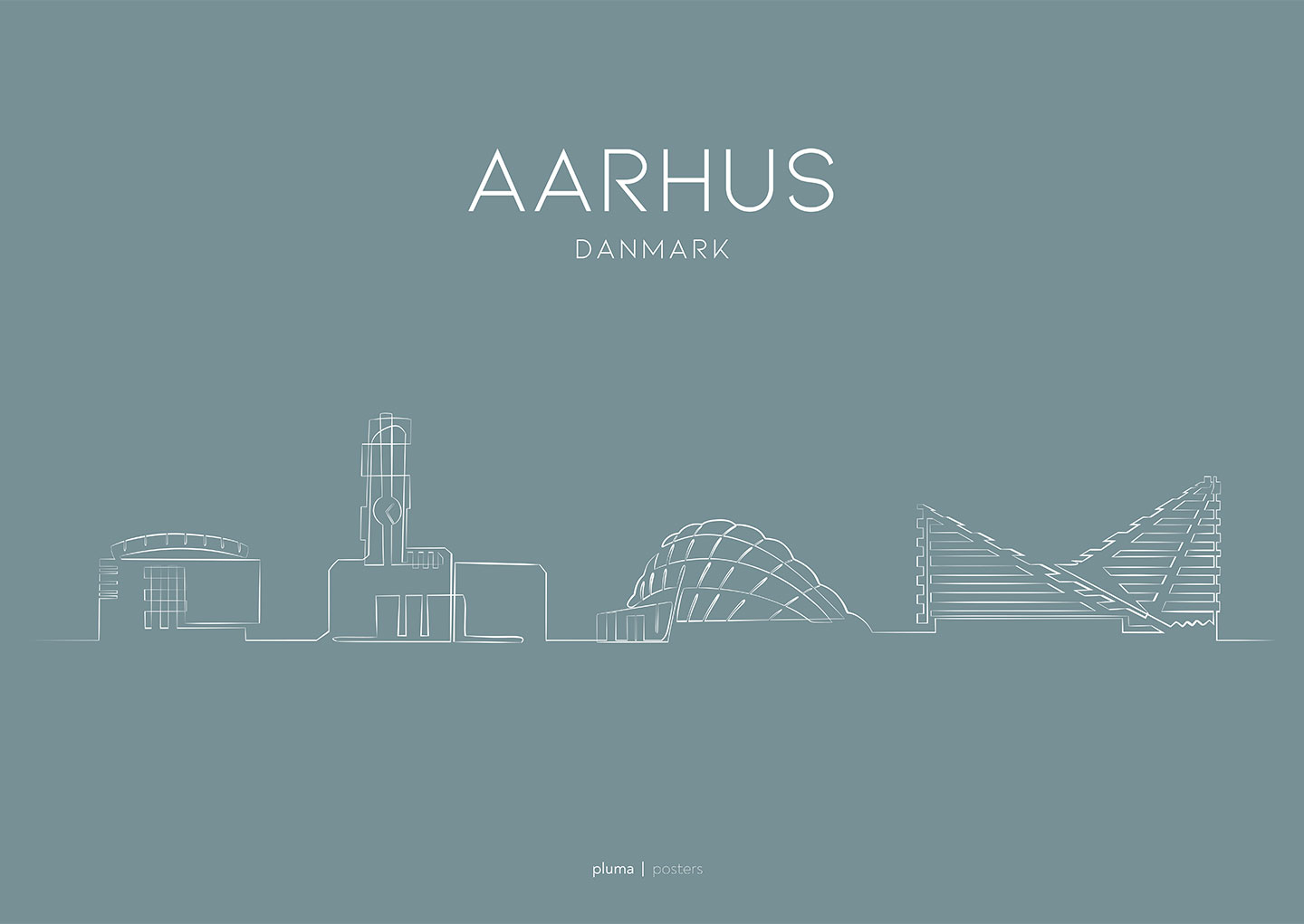 Aarhus Plakat i Støvet Blå – Unik Kunst til Dit Hjem