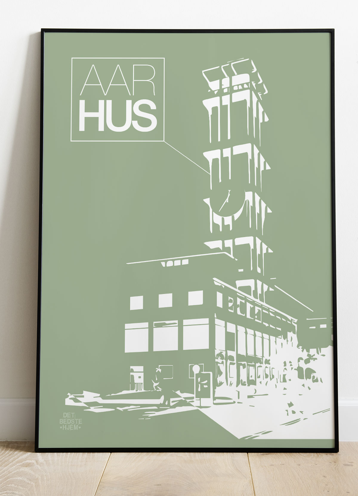 Aarhus-plakat med Rådhustårnet - Grøn A4 Plakat
