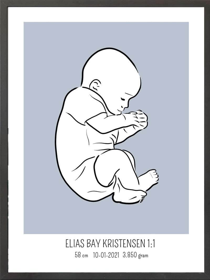 Fødselsplakat i Blå – Den Perfekte Gave til Nybagte Forældre!