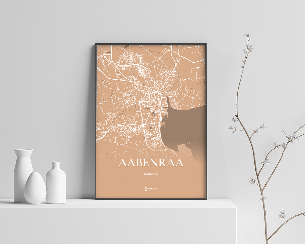 Aabenraa Bykort Plakat i Guld – Minimalistisk Elegance