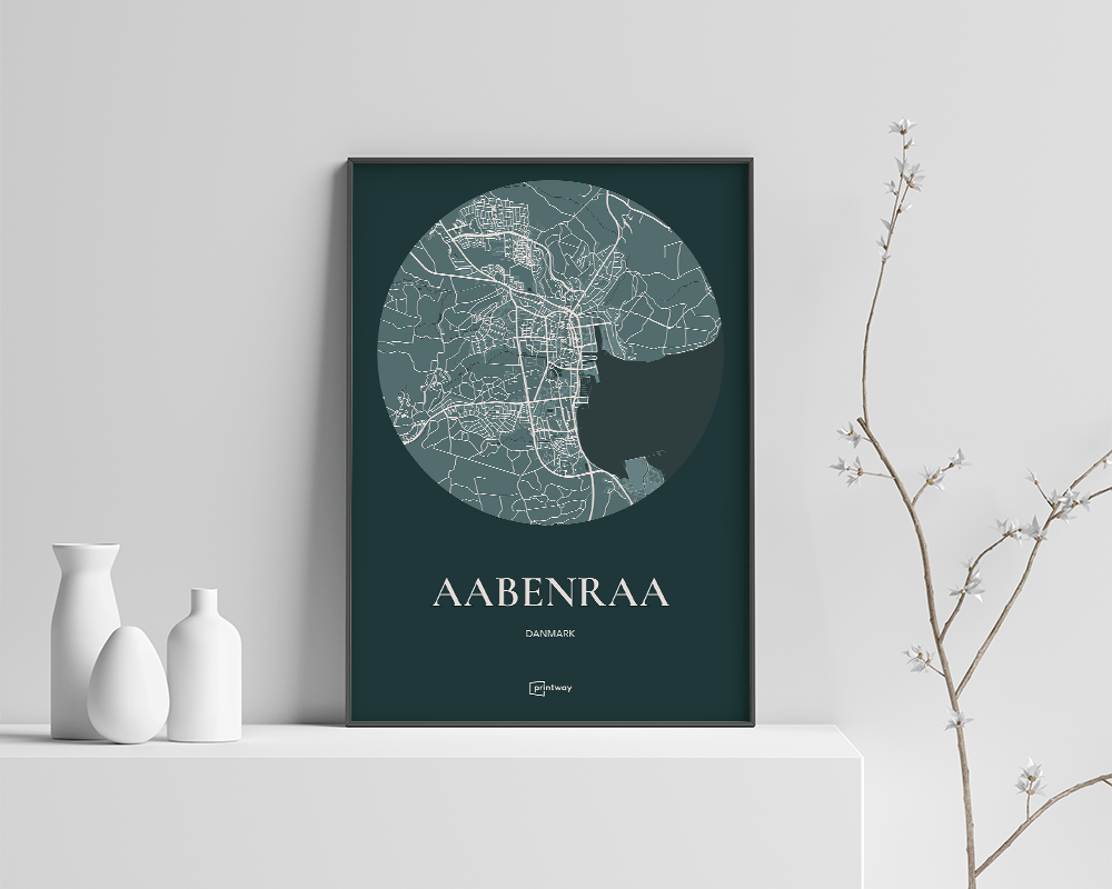 Aabenraa Plakat - Rundt Kort i Skovgrøn 70x100 cm
