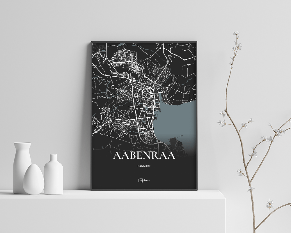 Aabenraa Bykort Plakat - Minimalistisk Design 70x100 cm