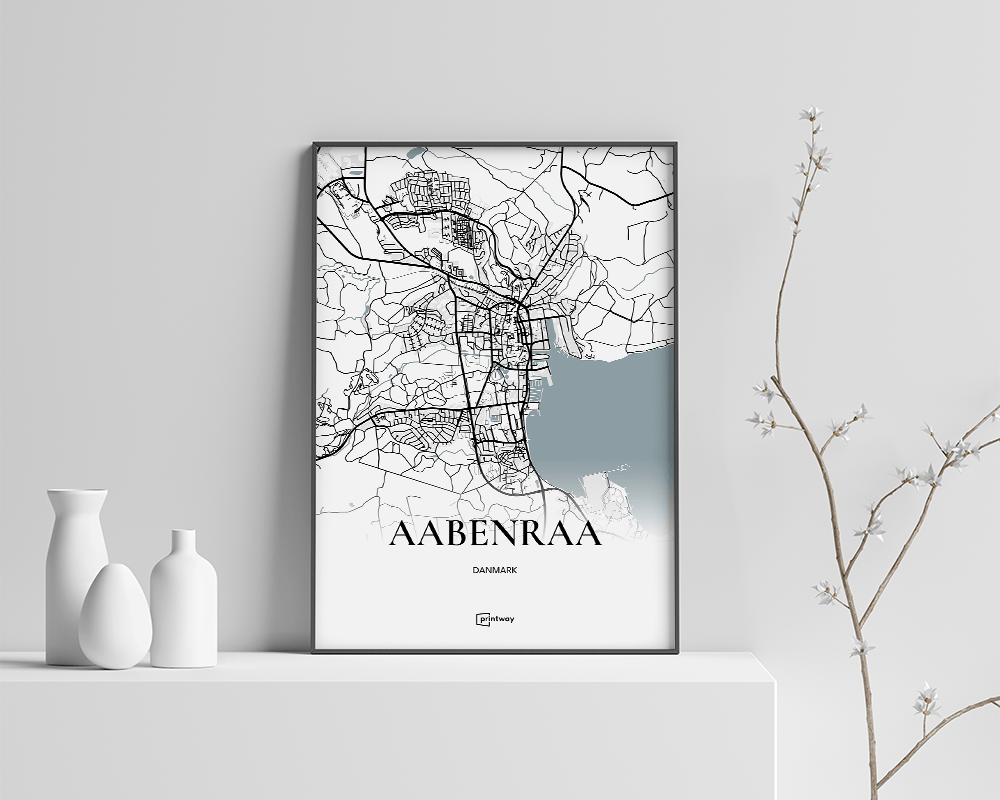 Aabenraa Bykort Plakat – Elegant Minimalistisk Design