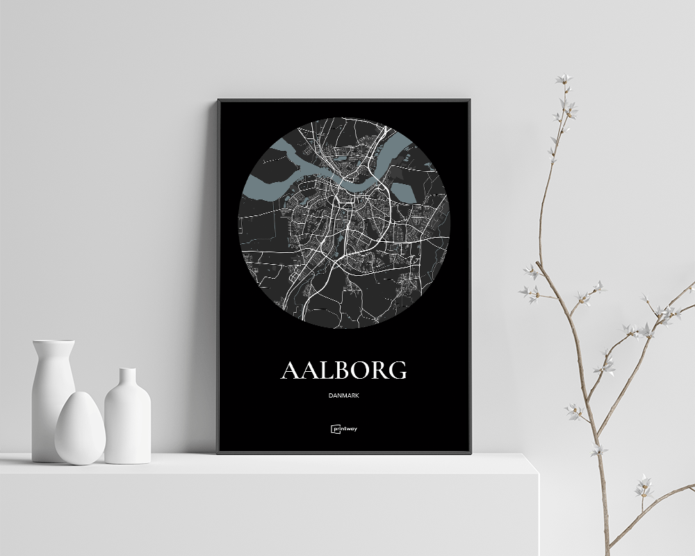 Aalborg Bykort Plakat – Minimalistisk Design 70x100 cm
