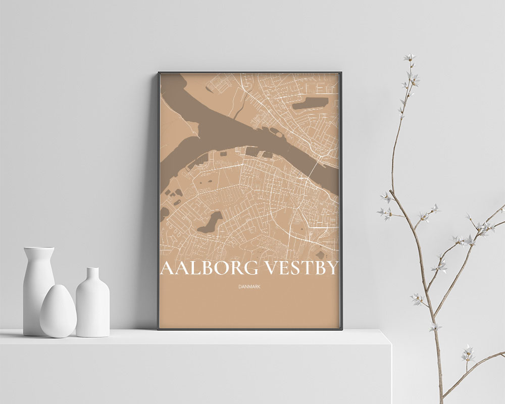 Aalborg Vestby Plakat i Guld – Elegant Bykort 70x100 cm