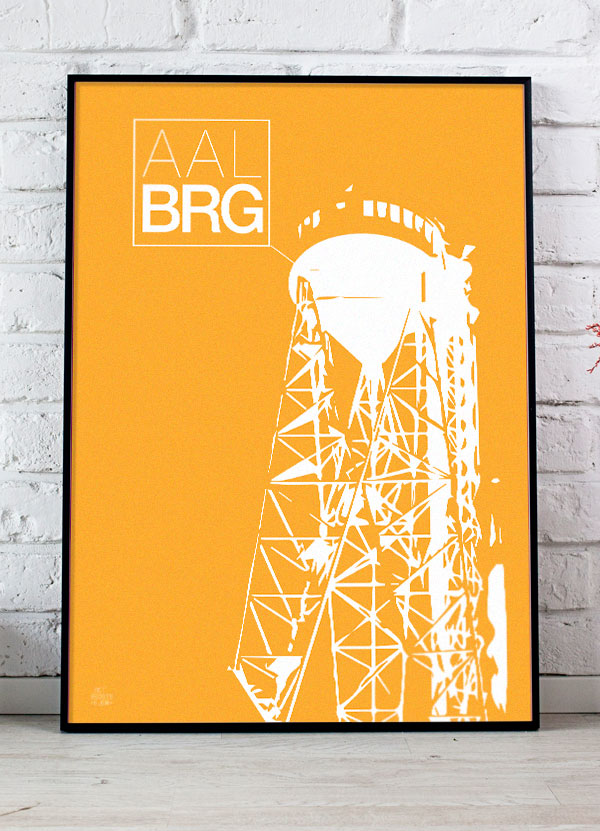 Aalborg Plakat med Aalborg Tårnet - Stor Grafisk Kunst