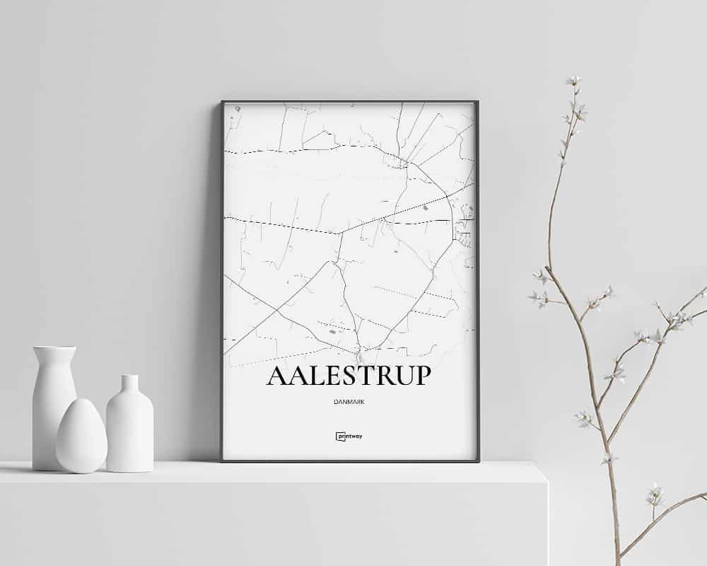 Aalestrup Bykort Plakat – Minimalistisk Design A4