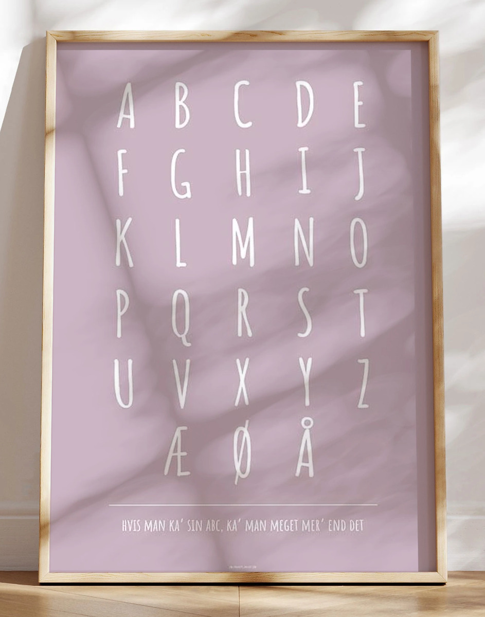Abc Plakat Med Hvide Bogstaver   Farvet Baggrund