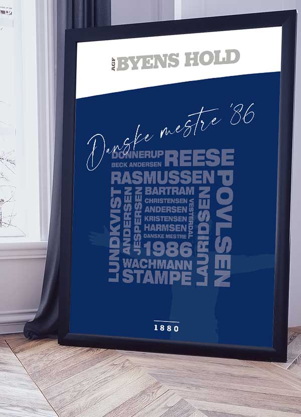 AGF Danske Mestre 1986 - Fodboldplakat til hjemmet