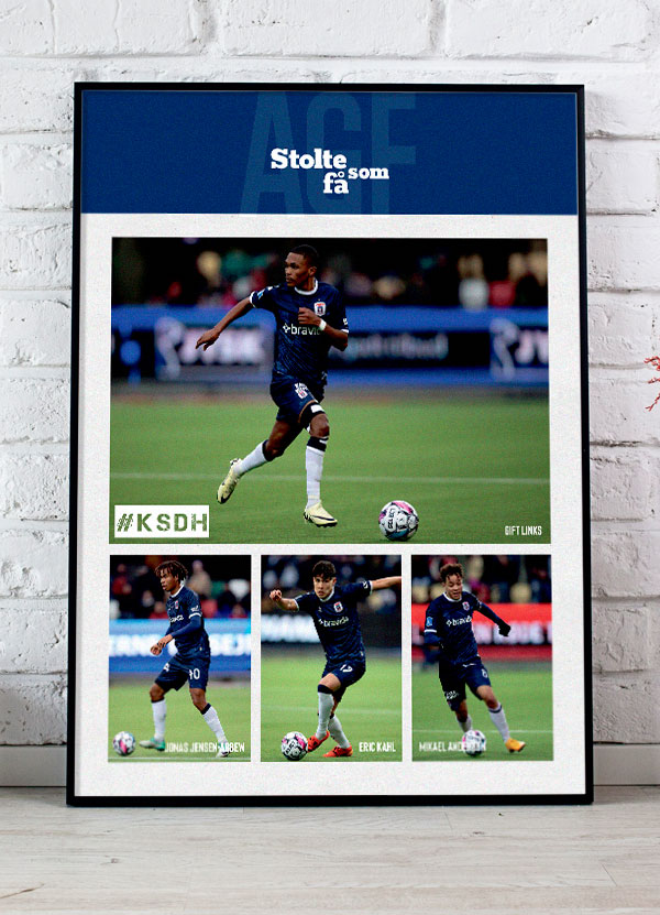 AGF Fodboldplakat med 4 Stærke Spillere - KSDH