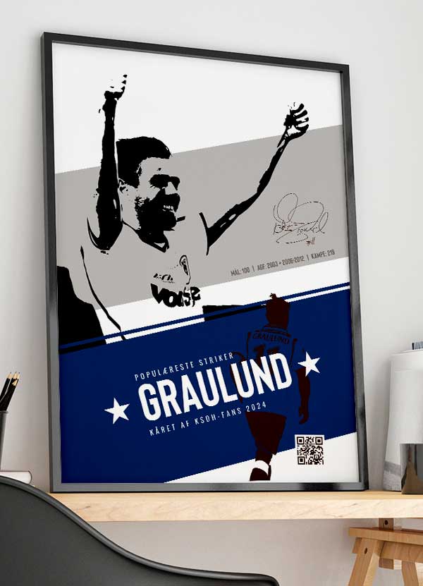 AGF Plakat af Striker Peter Graulund - Fodboldkunst A4