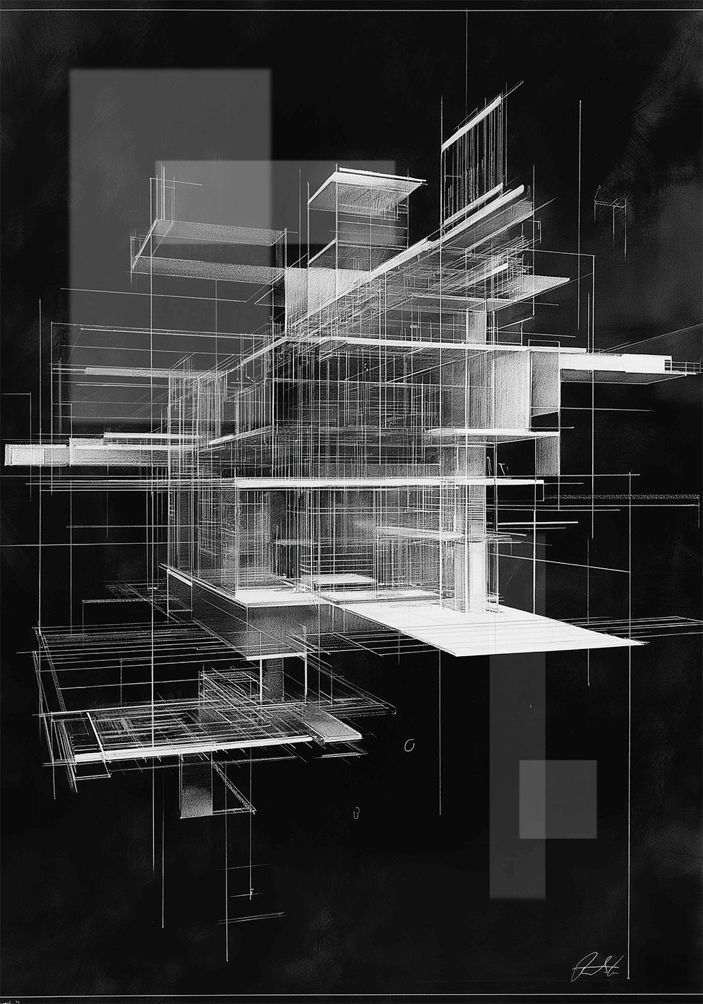 Arkitektonisk Komposition 01 – Unik Kunst til Dit Hjem