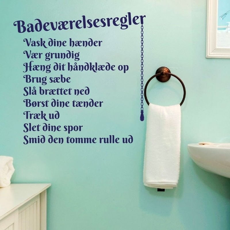 Badeværelsesregler Klistermærke – Skab orden og stil!