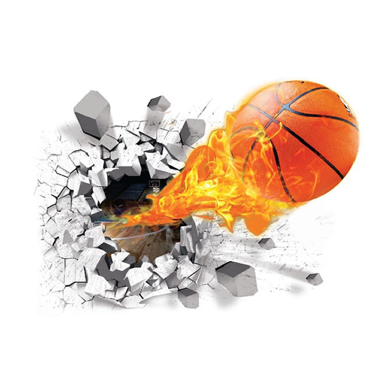 Basketball Vægklistermærke – Hullet i Væggen 70x50cm