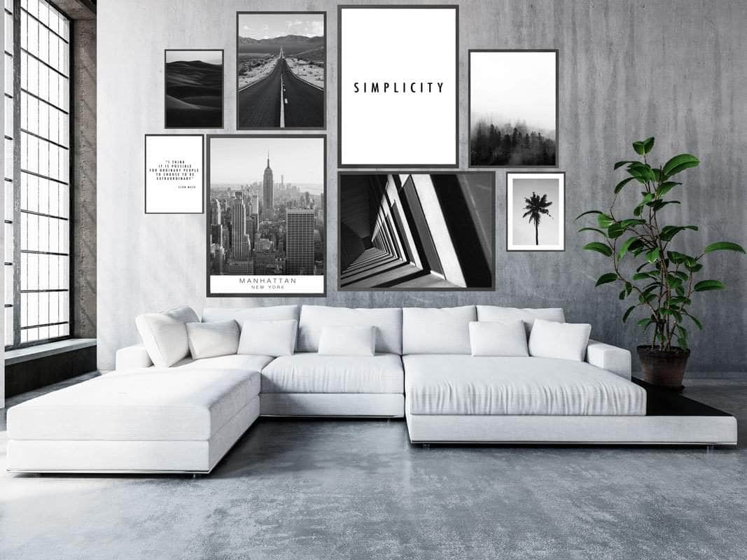 Storslået Billedvæg med Bylivsdesign - Minimalistisk Stil