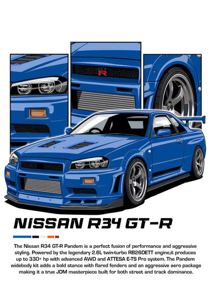 Bil Plakat 112 Nissan R34  -