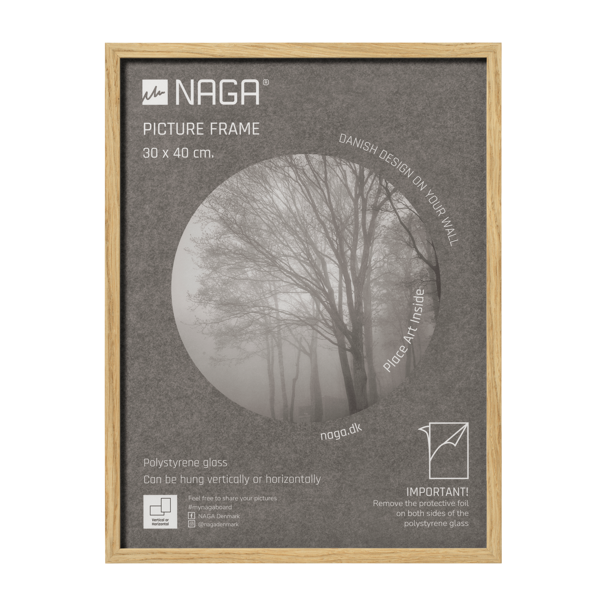 Moderne Egetræ Billedramme 30x40 – Elegant Vægpynt