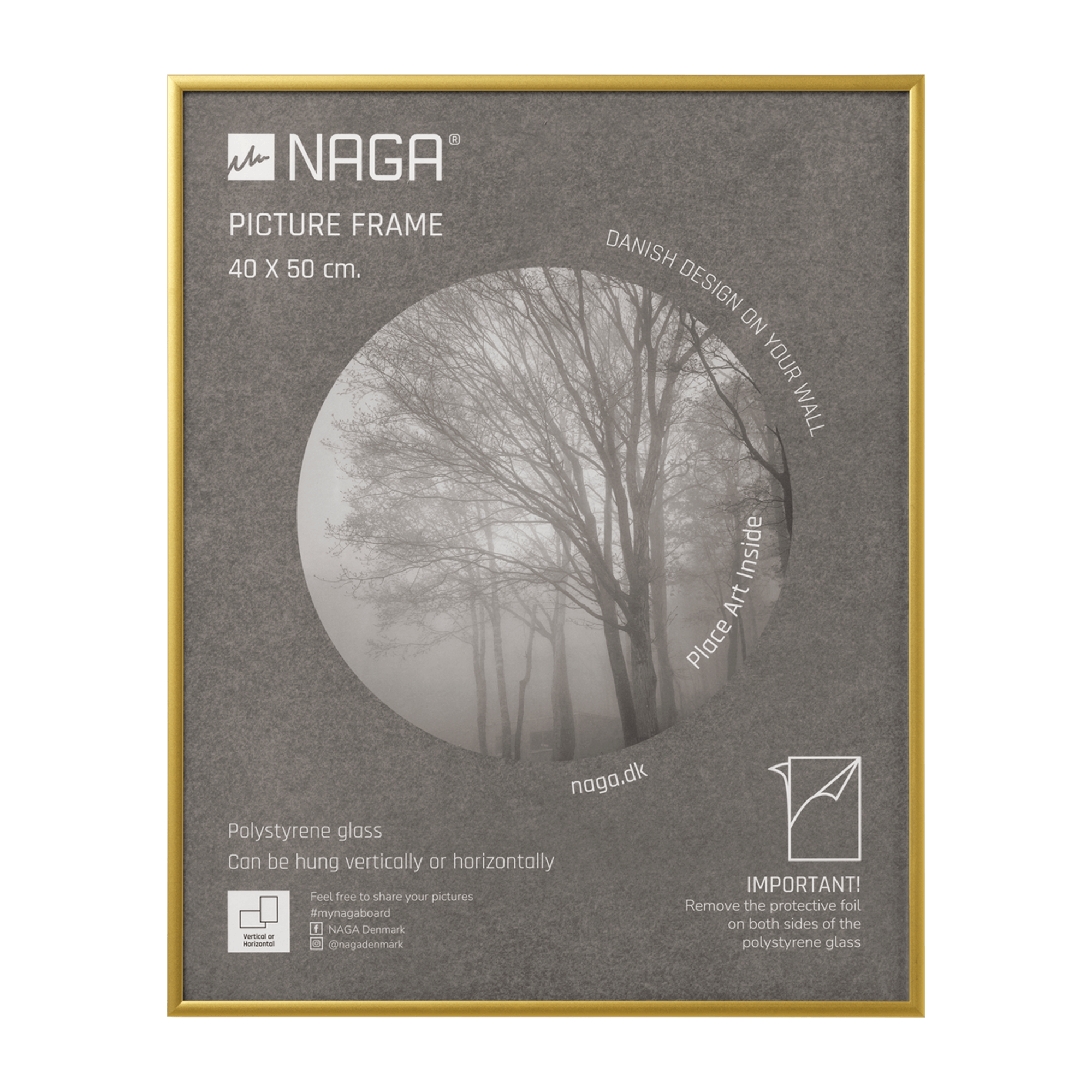 Elegant Billedramme 40x50 cm i Mat Guld – Vægpynt Tilbud