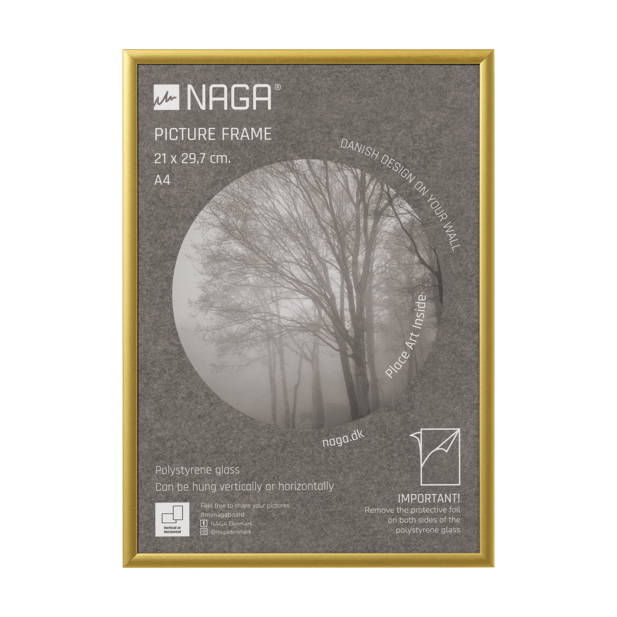 Billedramme  21x29      Mat Guld