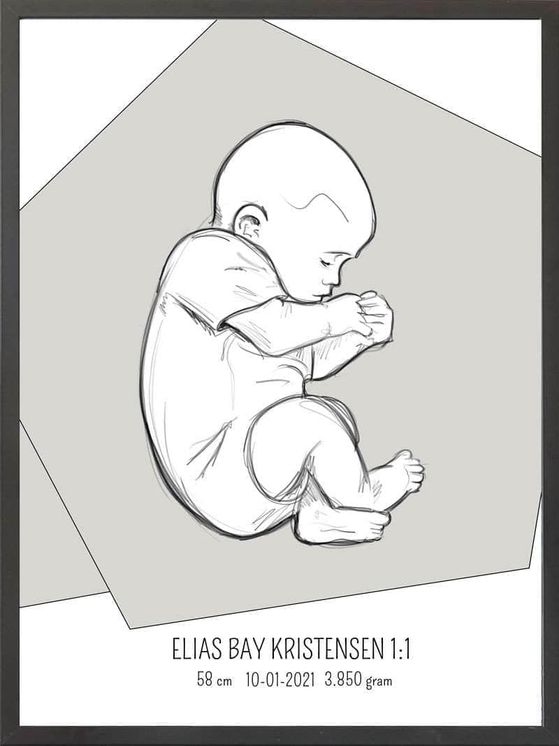 Fødselsplakat: Lyserød Fosterstilling