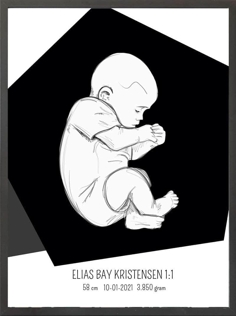 Fødselsplakat i Lyserød – Unik Gave til Nybagt Mor