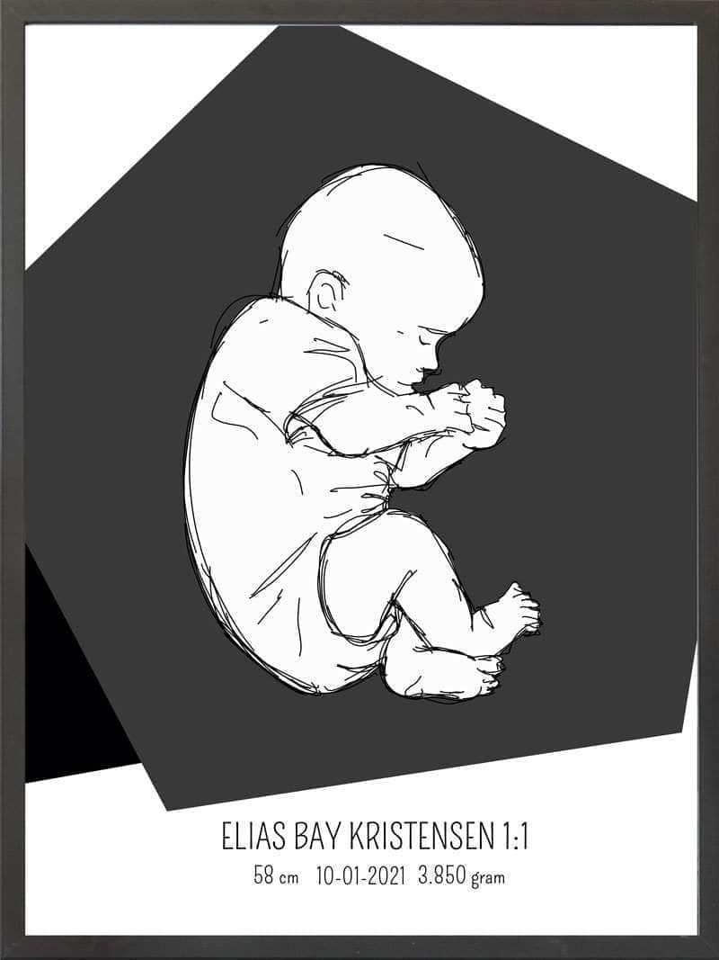 Fødselsplakat: Lyserød Fosterstilling til Dit Hjem