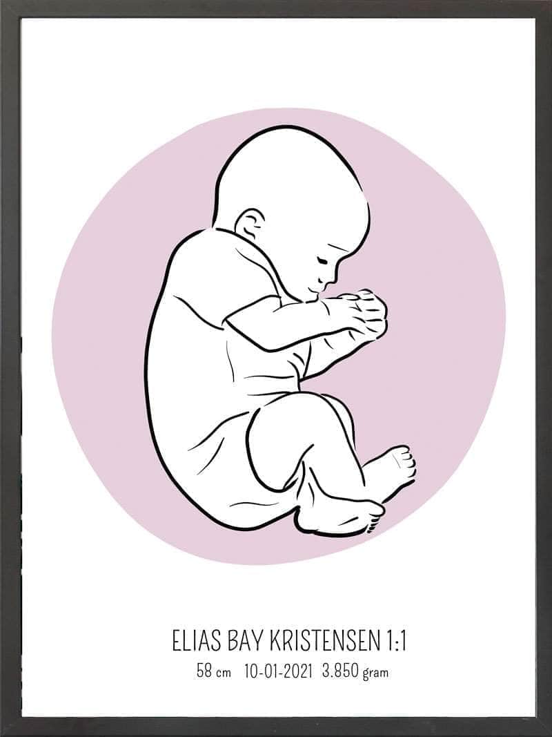 Fødselsplakat: Lyserød Fosterstilling