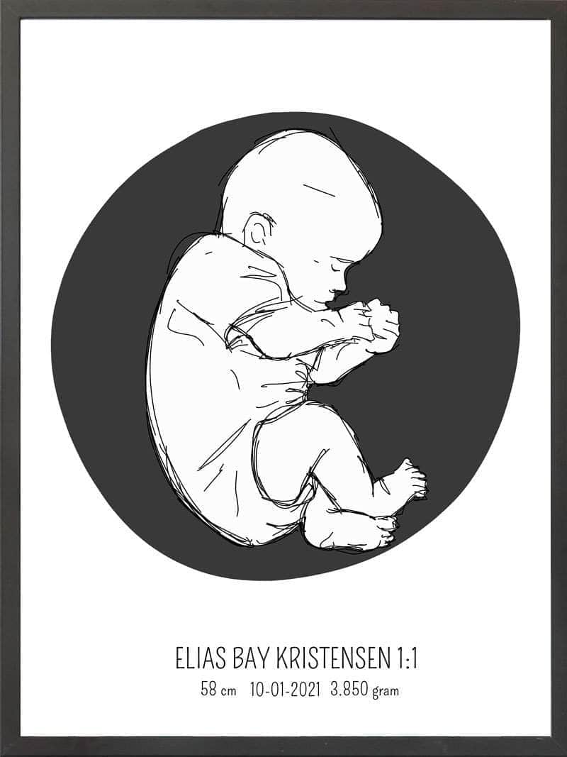 Fødselsplakat: Lyserød Fosterstilling til Dit Barn