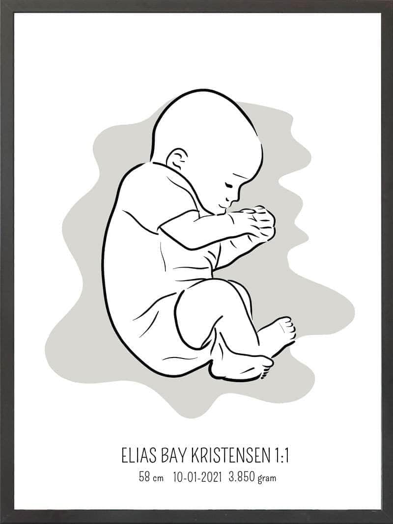 Fødselsplakat: Lyserød Fosterstilling