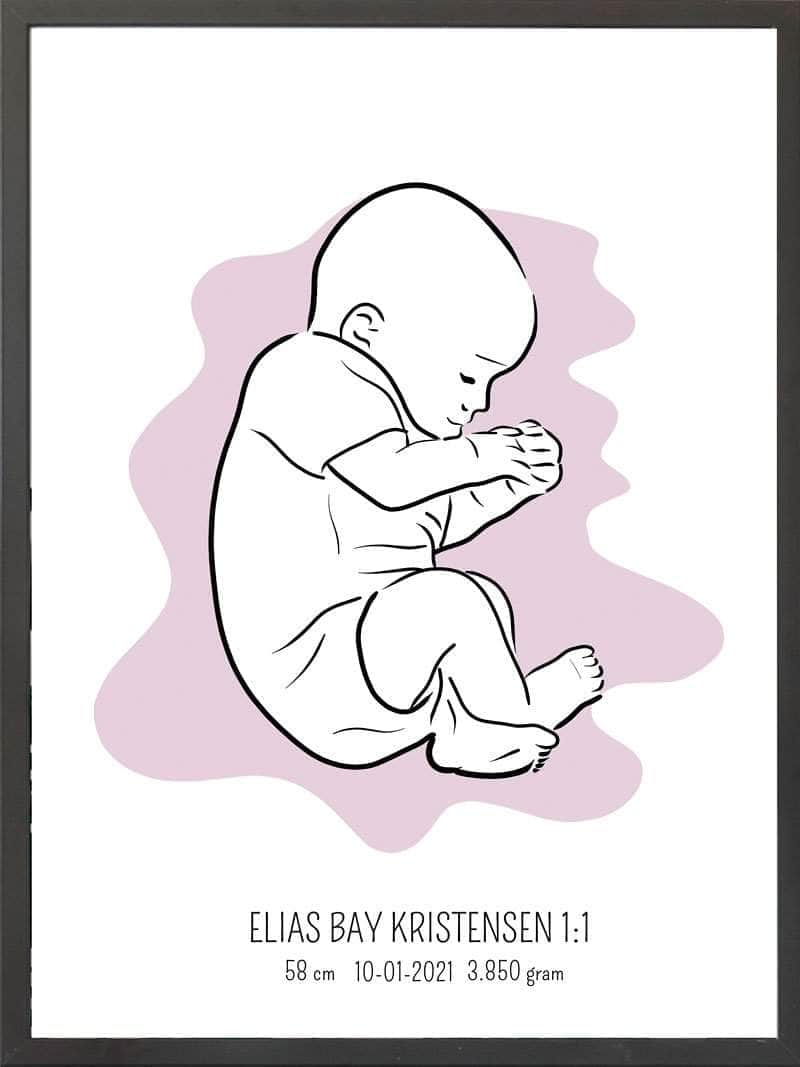 Fødselsplakat: Lyserød Fosterstilling
