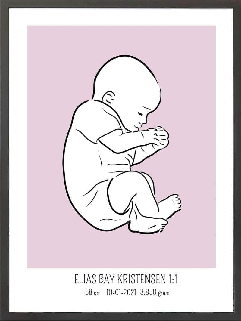 Fødselsplakat i Lyserød - Unik Kunst til Dit Hjem!