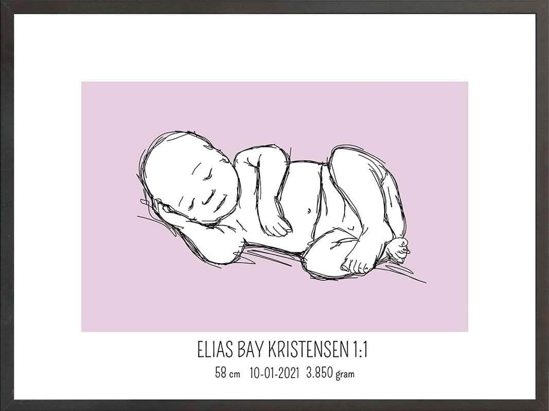 Fødselsplakat i Blå - Personlig Indretning til Dit Hjem